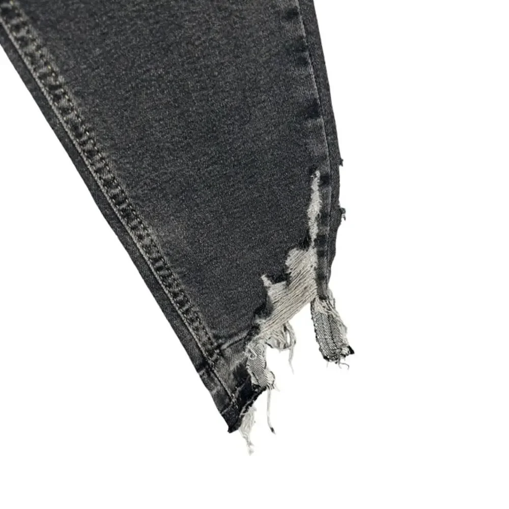 Topshop Jamie Women’s Black Shark Bite Hem Denim Jeans Cotton Blend Size 32